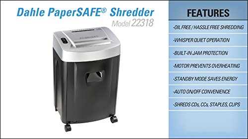 Dahle PaperSAFE 22318 Paper Shredder, Oil Free, Security Level P-4, 16 Sheet Max, Shreds CDs, Credit Cards & Paper Clips