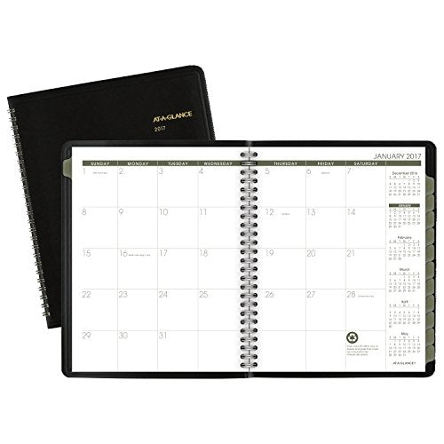 AT-A-GLANCE Monthly Planner / Appointment Book 2017, Recycled, 6-7/8 x 8-3/4", Black (70-120G-05)