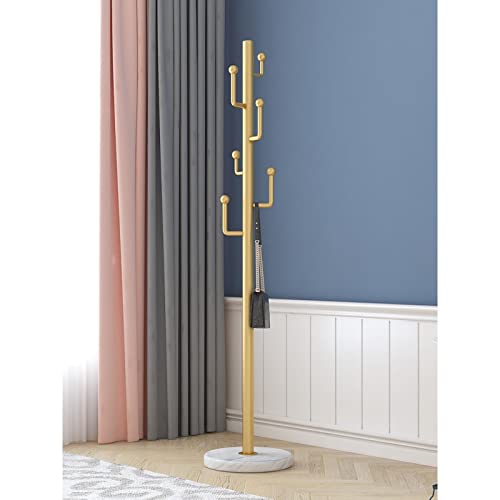 BinOxy Freestanding Marble Coat Rack - Gold Color