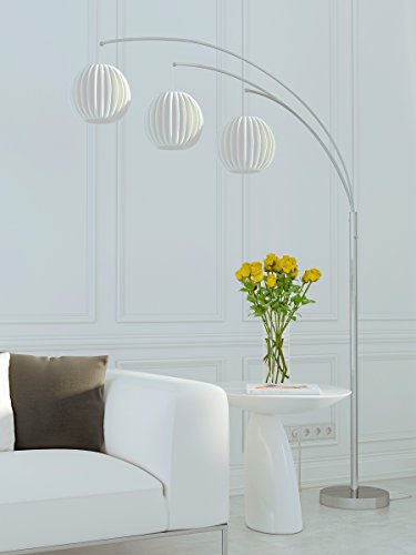 Lite Source LS-8871PS/WHT Deion 3-Lite Arch Lamp, Polished Steel with White Shade