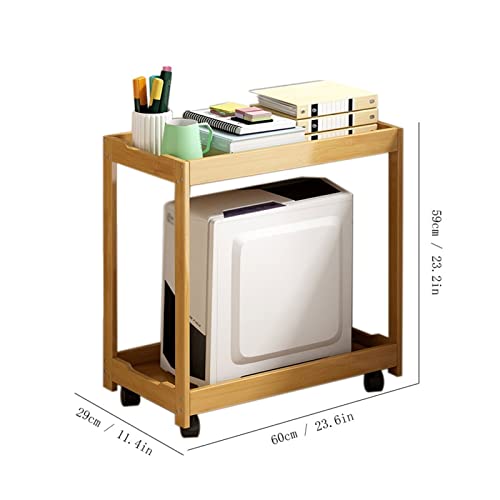 FEELIN Computer Tower Stand Solid Wood Multi-Layer CPU Bracket Mobile Tray Base Storage Rack
