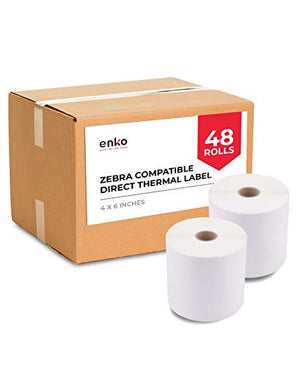 (48 Rolls, 21,600 Labels) 4 x 6" Direct Thermal Address & Shipping Labels (4 x 6") Compatible for Zebra 2844 ZP-450 ZP-500 ZP-505, Eltron, Neatoscan