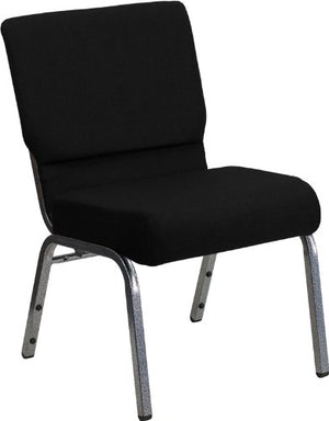 Flash Furniture 4 Pack HERCULES Series Stacking Church Chair - Black Fabric/Silver Vein Frame