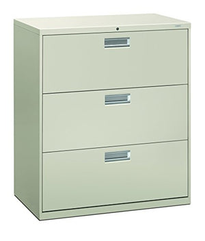 HON Brigade 600 Series Lateral File Cabinet, 3 Legal/Letter-Size Drawers, Light Gray - 36" x 18" x 39.13