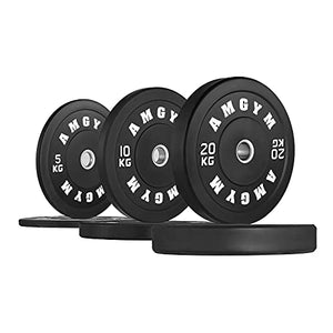 AMGYM KG Bumper Plates Olympic Weight Plates 2 inch Steel Insert, Strength Training(70kg Set)