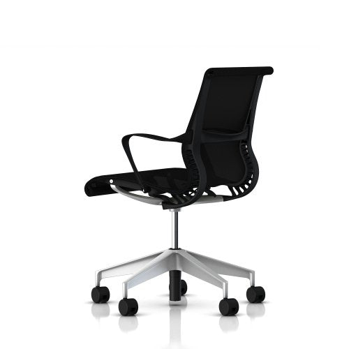Herman Miller Setu Chair: Ribbon Arms - Hard Floor Casters - Graphite Frame - H-Alloy Base - Graphite Lyris