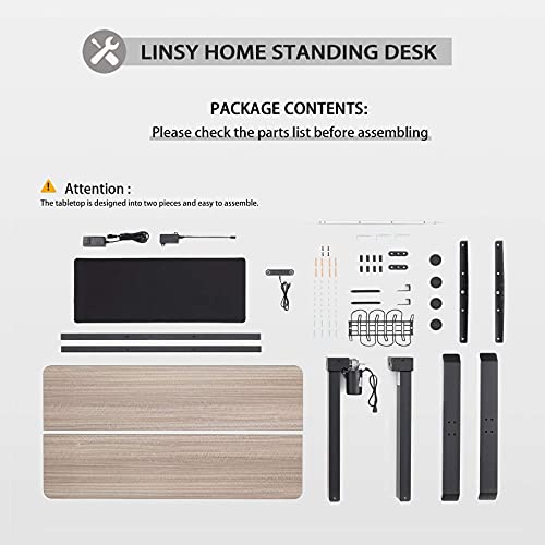 LINSY HOME Electric Height Adjustable Office Desk, 55 x 27 inch Standing Desk Intelligent Stand Up Workstation with 4 - Height Memory Controller, Headphone Hook, Cable Management Groove, Mouse Pad