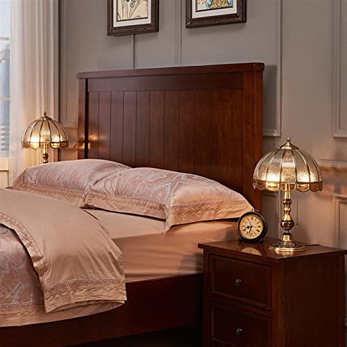 Copper European Desk Lamp with Glass Lampshade - Vintage Bedside Lamp