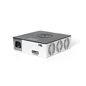 AAXA M6 Full HD Micro LED Projector with Built-In Battery Native 1920x1080p Fhd Resolution 1200 Lumens 30 000 Hour Leds Onboard Media Player Business/Home Theater Use Projector (Renewed)