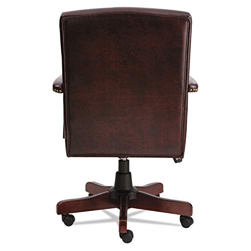 Alera ALETD4136 Traditional Series High-Back Chair, Mahogany Finish/Oxblood Vinyl