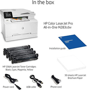 HP Color Laserjet Pro MFP M283 cdw All-in-One Printer - Wireless, White, 22 ppm, 600 x 600 dpi