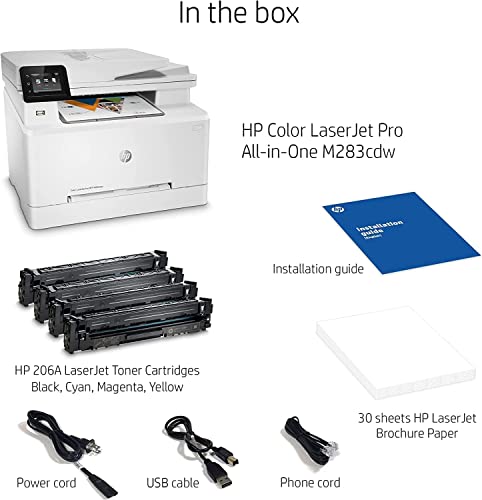 HP Color Laserjet Pro MFP M283 cdw All-in-One Printer - Wireless, White, 22 ppm, 600 x 600 dpi