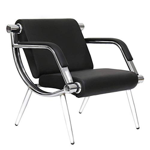 Worldrich Office Reception Chairs Waiting Room Chairs for Salon Barber Bench Airport Bank Hall Visitor Guest Black PU Leather 1 Seat Sofa