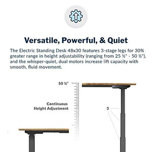 Vari Electric Standing Desk 48" x 30" - Dual Motor Sit to Stand Desk - Push Button Memory Settings - Solid Top with 3-Stage Adjustable Steel Legs - Work or Home Office Desk