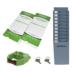 uPunch Starter Time Clock Bundle with 100-Cards, 1 Time Card Rack, 1 Ribbon & 2 Keys (HN1500)
