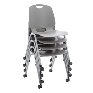 Learniture Graphite Academic Mobile Stack Chair (Pack of 4)