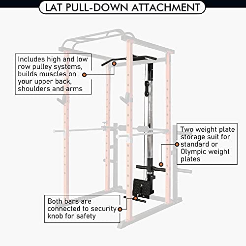 RitFit Power Cage with LAT Pull Down and 360° Landmine, 1000LB Capacity Power Rack Full Home Gym for Weightlifting, Come with J-Cups,Dip Bars and Other Attachments (Upgraded Version)