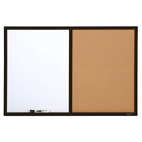 Quartet Dry Erase Board & Cork Board Combination, 2 x 3 Feet, Whiteboard & Corkboard, Black Frame (95223B) (Pack of 4)