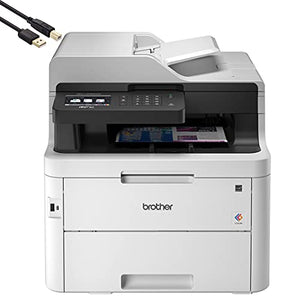 Brother MFC-L3750CD All-in-One Digital LED Color Wireless Laser Printer for Home Office - Print Copy Scan Fax - Auto 2-Sided Printing, 24 ppm, 600 x 2400 dpi, 50-Sheet ADF - BROAGE Printer Cable