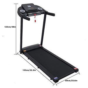 Folding 3 Manual Incline 500LB Weight-Capacity Smart Treadmill, Easy Assembly Electric Motorized Running Machine for Home Use with LCD Screen/Magnetic Float Safety Lock (Black-2.5HP)