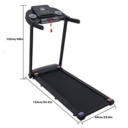 Folding 3 Manual Incline 500LB Weight-Capacity Smart Treadmill, Easy Assembly Electric Motorized Running Machine for Home Use with LCD Screen/Magnetic Float Safety Lock (Black-2.5HP)