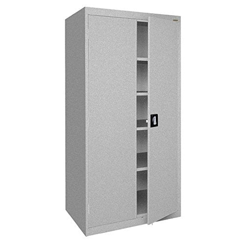 Sandusky Lee ER4R361872-MG Welded Steel Classic Storage Cabinet, 4 Adjustable Shelves, Locking Swing-Out Doors, 72" Height x 36" Width x 18" Depth, Multi-Granite
