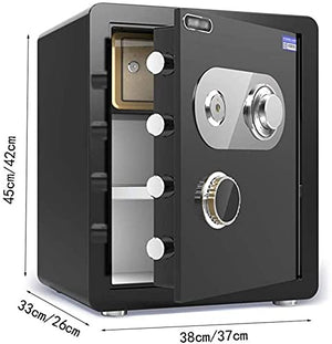 DJDLLZY Safe Box Fireproof Waterproof Combination Lock,The High Security Steel Lock Safe Mechanical Lock All Steel Safe Large Capacity 45cm Anti-Theft (Color : Brown)