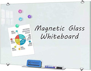 ZHIDIAN Glass Dry Erase Board, Magnetic Tempered Glass Whiteboard, 4 x 5 Feet, 4 Markers 1 Eraser, Bright White and Frameless for Wall