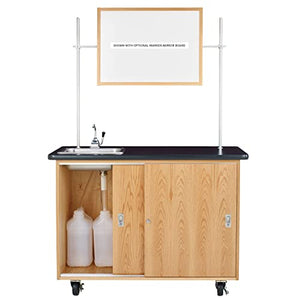 Diversified Woodcrafts Mobile Lab Demo Cabinet, Oak, 48''W x 24''D x 36''H, GFI Outlet, Stainless Sink