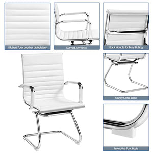 Yaheetech Set of 4 White Faux Leather Mid Back Guest Chairs