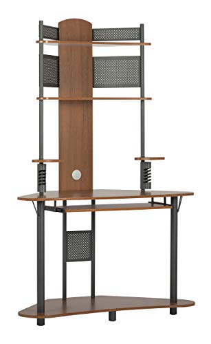 Calico Designs Arch Tower Corner Computer Tower Multipurpose Home Office Computer Writing Desk - Pewter / Teak,