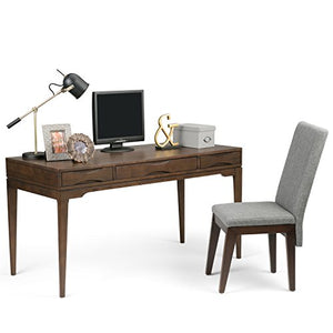 Simpli Home 3AXCHRP-10 Harper Solid Hardwood Mid Century Modern 60 inch Wide Writing Office Desk in Walnut Brown