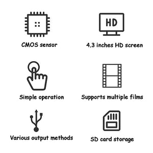 JYSWDZ Digital Film and Slide Scanner with 4.3" Display, Converts 35mm Film & Slide to Digital JPEG