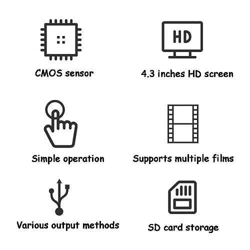 JYSWDZ Digital Film and Slide Scanner with 4.3" Display, Converts 35mm Film & Slide to Digital JPEG