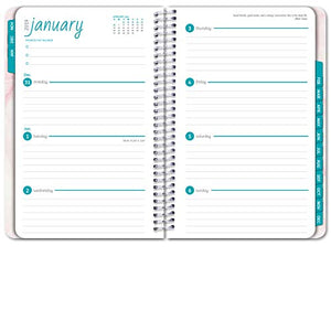 HARDCOVER Calendar Year 2020 Planner: (November 2019 Through December 2020) 5.5"x8" k, Pocket Folder and Sticky Note Set (Pink Marble Triangles)