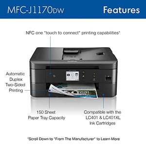 Brother MFC-J1170DW Wireless Color Inkjet All-in-One Printer with Mobile Device Printing, NFC, Cloud Printing & Scanning