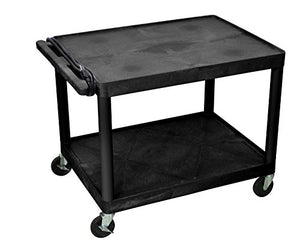 Offex 27 Inch Mobile Utility Storage Presentation Cart with 2 Shelves - Black