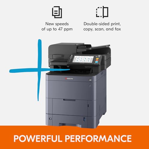 KYOCERA TASKalfa MA4500ci Color Laser Printer, 47 ppm, 1200 dpi, All-in-One (Print/Copy/Scan/Fax), Gigabit Ethernet, HyPAS, 7" Touchscreen, Dual Scan Processor
