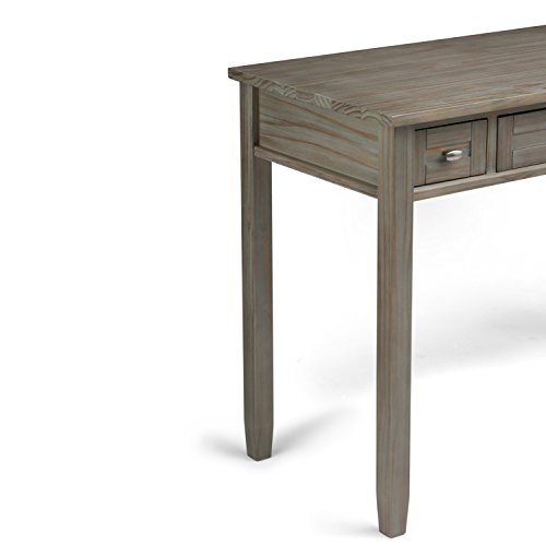 SIMPLIHOME Warm Shaker SOLID WOOD Rustic Modern 48 inch Wide Home Office Desk, Writing Table, Workstation, Study Table Furniture in Distressed Grey with 2 Drawerss