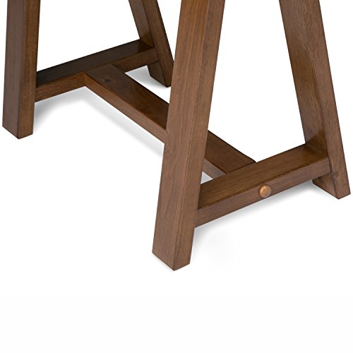 SIMPLIHOME Sawhorse SOLID WOOD Modern Industrial 60 inch Wide Home Office Desk, Writing Table, Workstation, Study Table Furniture in Medium Saddle Brown