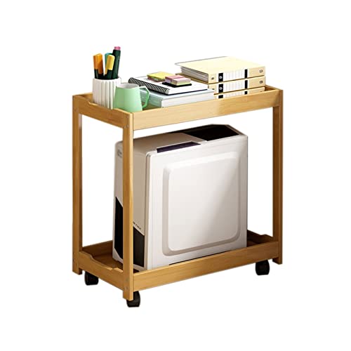 LOVULIFE Computer Tower Stand Printer Table Desktop CPU Bracket Solid Wood Multi-layer Mobile Tray Chassis Base Storage Rack Shelf Cart