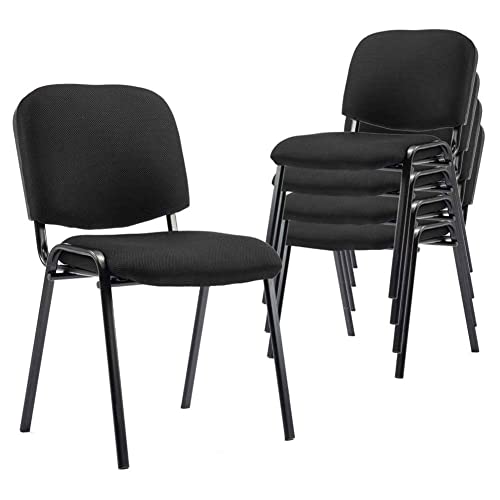 DM Furniture Stackable Black Office Chairs 5 Pack - Mesh Reception Desk Chairs