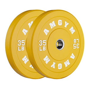AMGYM Color Olympic Bumper Plate, Weights Plates, Bumper Weight Plate, Steel Insert, Strength Training(35LB,Pair)