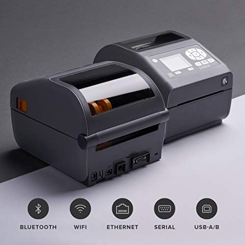 Zebra ZD620d Direct Thermal Desktop Printer with LCD Screen 203 dpi Print Width 4 in WiFi Bluetooth USB Serial Ethernet ZD62142-D01L01EZ