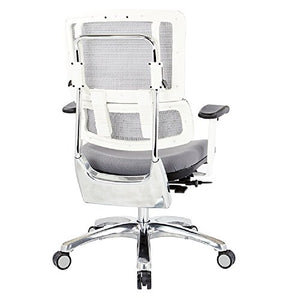 Office Star Breathable White Vertical Mesh Back and Padded Steel Mesh Seat Managers Chair with Adjustable Arms and Polished Aluminum Accents, Steel Seat