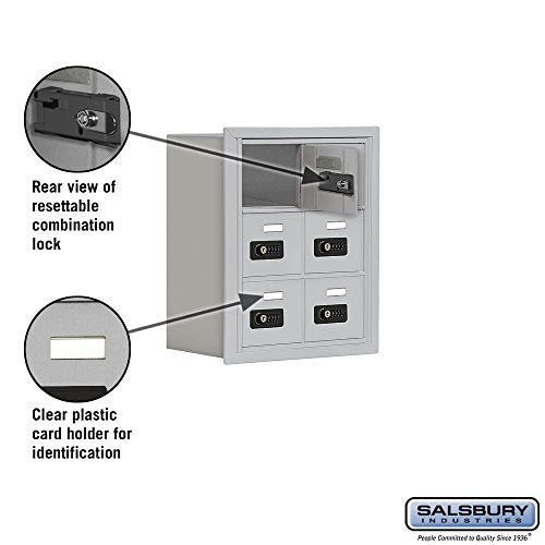 Salsbury Industries 19038-06ARC Cell Phone-3 Unit Recessed Mounted-Resettable Combination Locks with 8-Inch Diameter Compartments, Aluminum