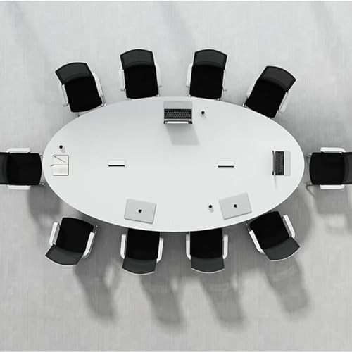 KAGUYASU 10FT Oval Conference Table with Wiring Box - Large Meeting Desk 118.1"x47.2"x29.5