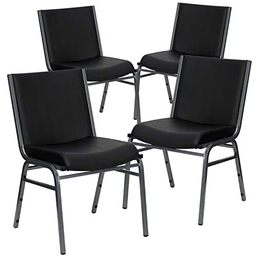 Flash Furniture 4 Pack HERCULES Series Black Vinyl Stack Chair
