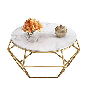 Tables YNN Bedside Marble Coffee Round Sofa Side Metal Accent Living Room Hotel Studio 23.6''x17.7'' Gold (Color : A)
