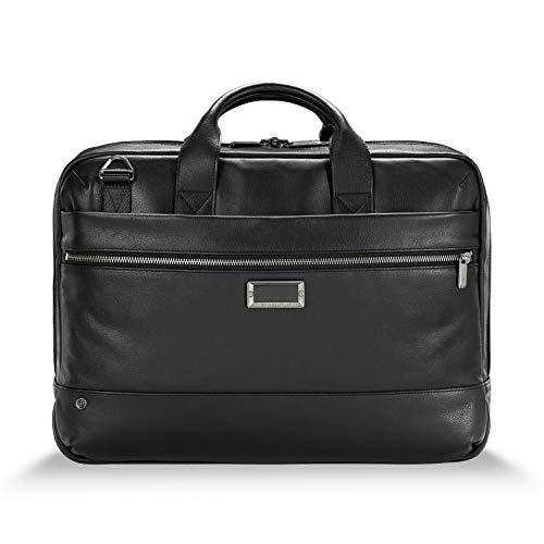 Briggs & Riley @ Work-Leather Brief Briefcase, Black, Medium